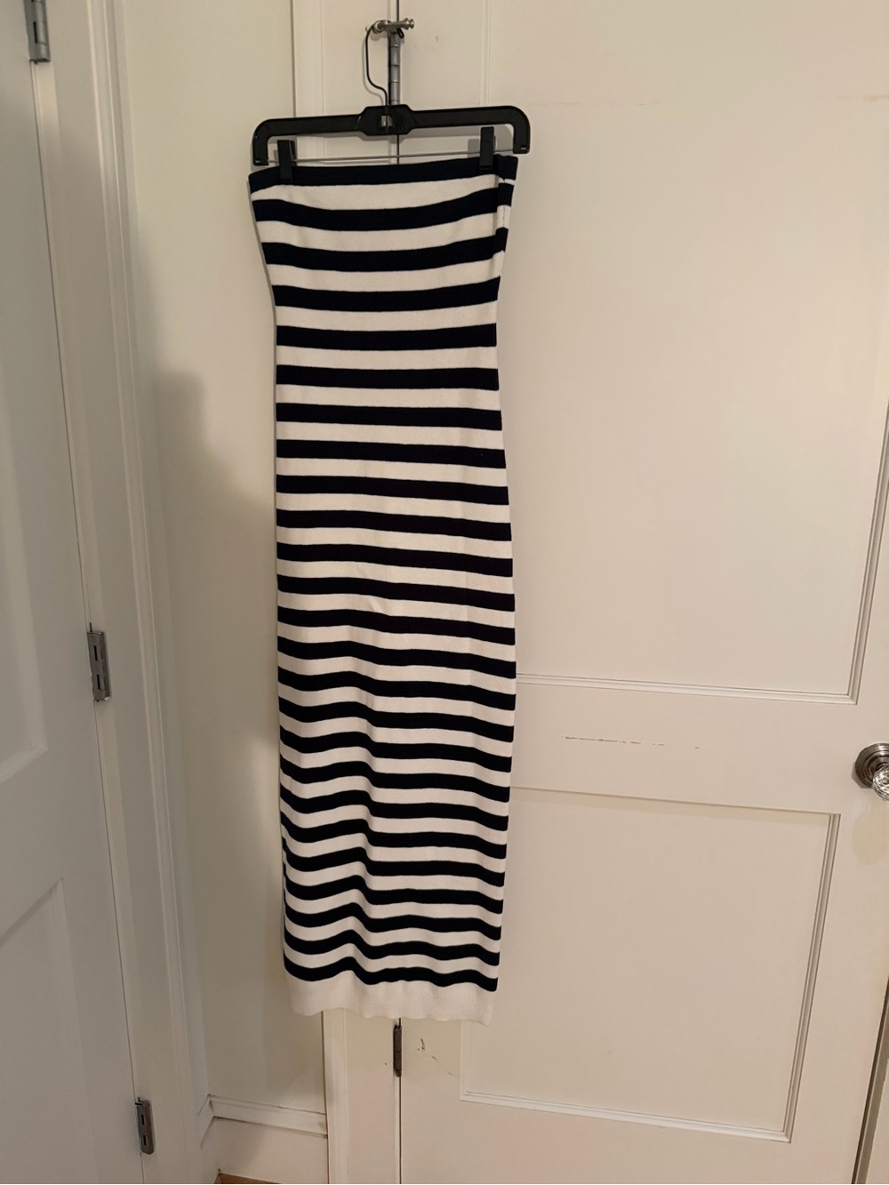 GRLFRND white and navy striped tube dress.  New without tags. Perfect for summer